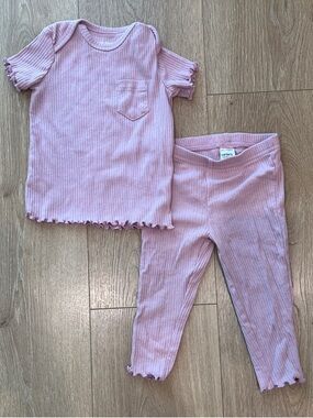Carter's Light Purple Ribbed Girls Short Sleeve Top & Leggings Set